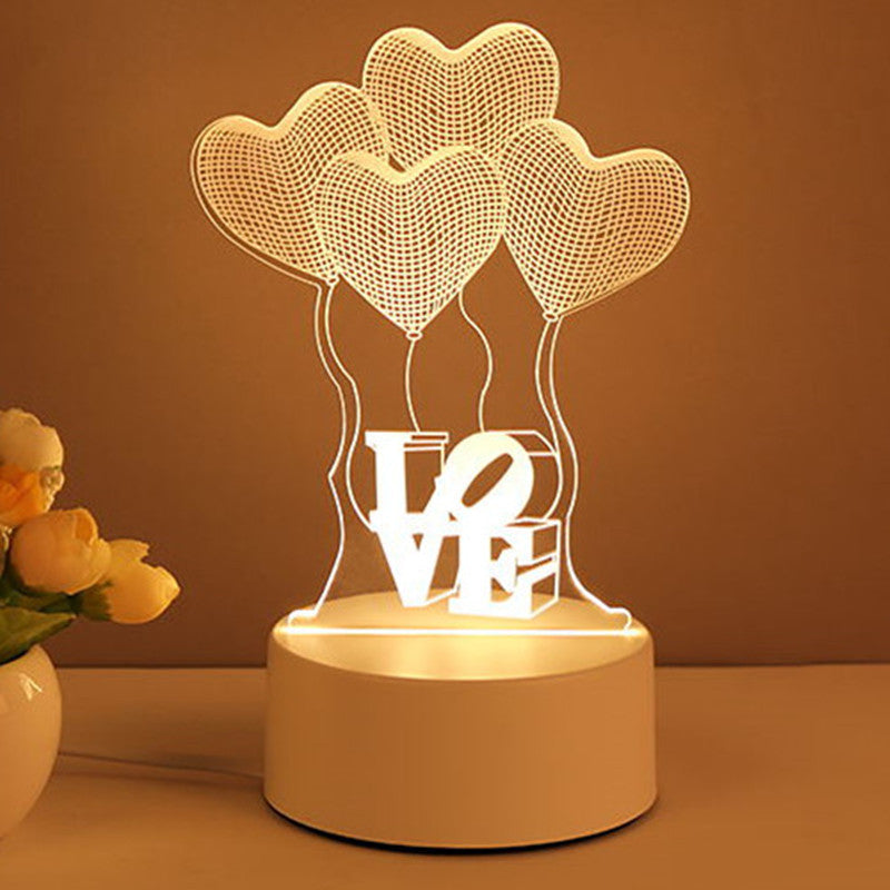 3D Acrylic LED Neon Sign Lamp USB Night Light Christmas Home Room Decoration Valentine Gift Table Lamp