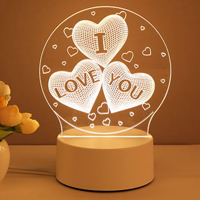 3D Acrylic LED Neon Sign Lamp USB Night Light Christmas Home Room Decoration Valentine Gift Table Lamp