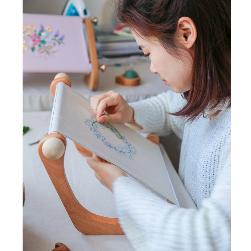 Large Solid Wood Embroidery Frame – Desktop Cross Stitch Hoop Stand for DIY Craft