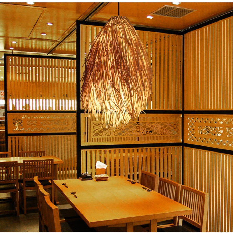 Idyllic Rattan Pine Cone Chandelier – Creative Ceiling Light for Hotel & Home