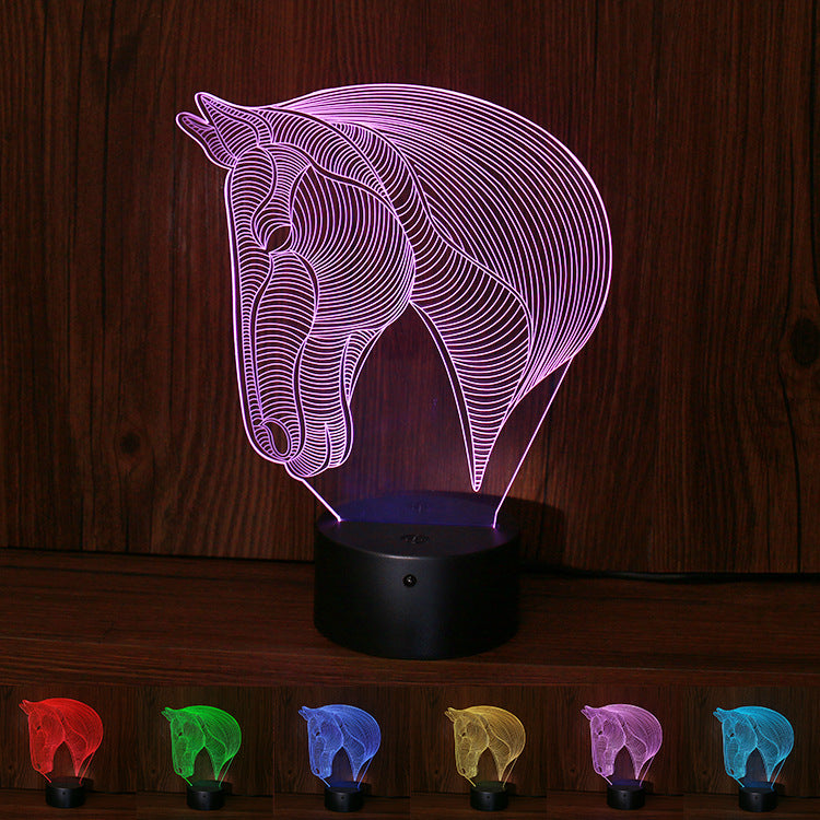 Horse Head LED Night Light Decorative Animal Lamp for Bedroom Soft Ambient Lighting