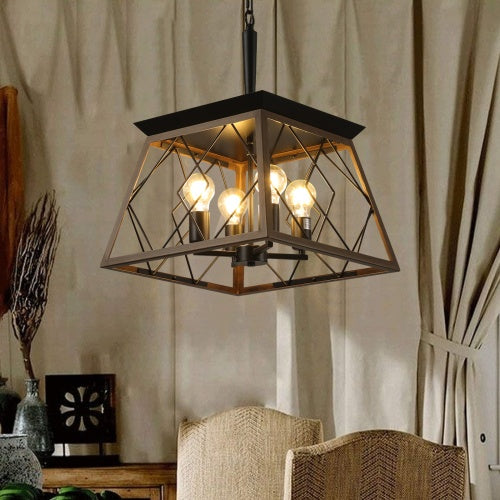 Farmhouse 4-Light Vintage Chandelier – Antique Style Ceiling Lamp (Bulbs Not Included)