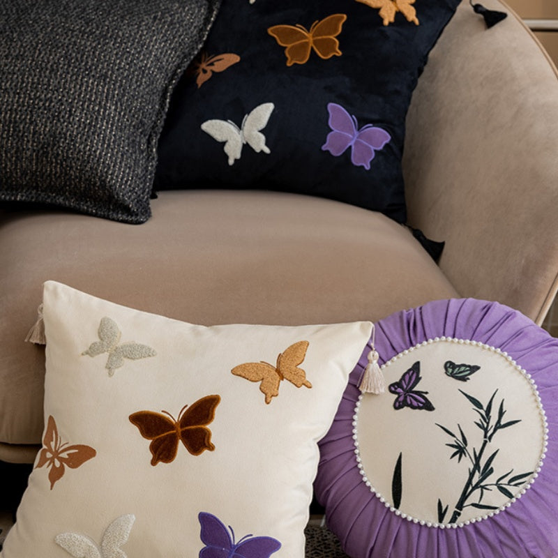 Luxury Butterfly Embroidered Cushion Cover Decorative Sofa Pillow Cover for Living Room Home Decor
