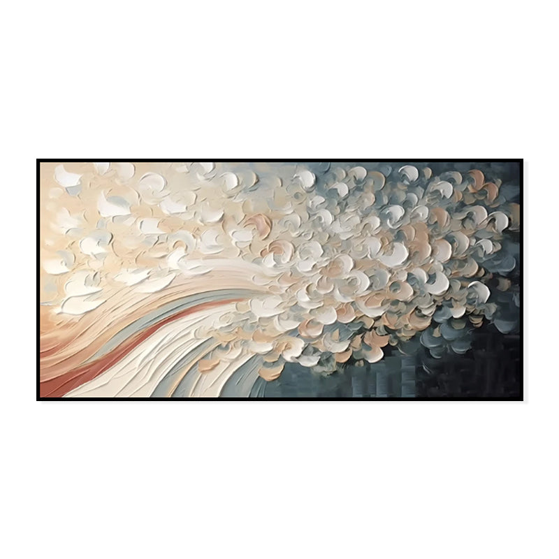 Hand Painted White Cherry Blossom Tree Oil Painting on Canvas Modern Palette Knife Wall Art for Home Decor