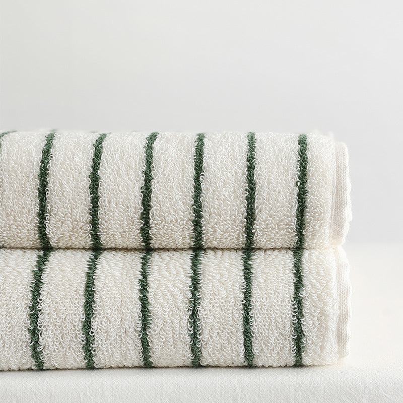 Family Cotton Bath Towels Long Staple Yarn Dyed Rhombus Stripe Soft Absorbent Large Towel