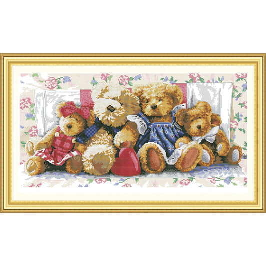 Bear Cross Stitch Kit – DIY Embroidery Craft Set for Home Decor & Gift