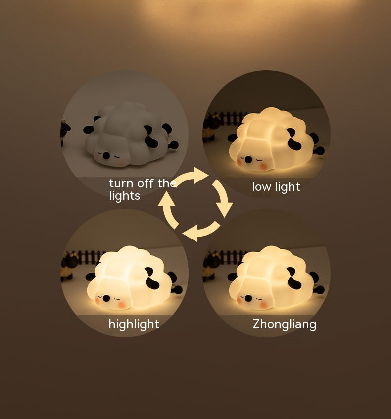 Cute Silicone Sheep Night Light Cartoon LED Bedroom Lamp Rechargeable Dimming Timer Kids Room Decor