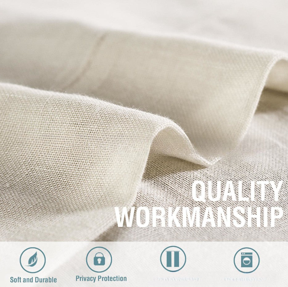Linen Yarn Sheer Curtain Transparent Window Screen Light Filtering Drapes for Living Room Bedroom