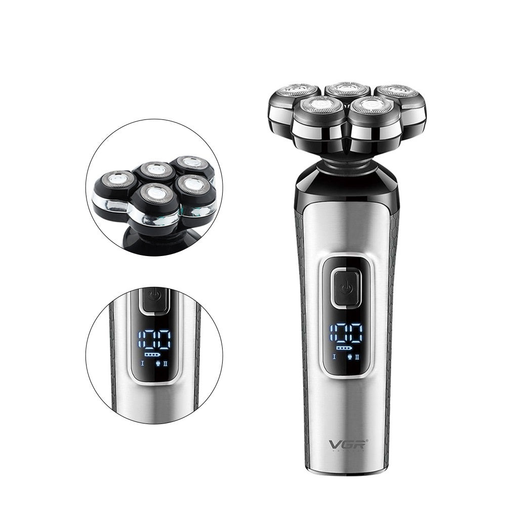 Rechargeable Floating Shaver – LCD Digital Display Waterproof Electric Razor for Men