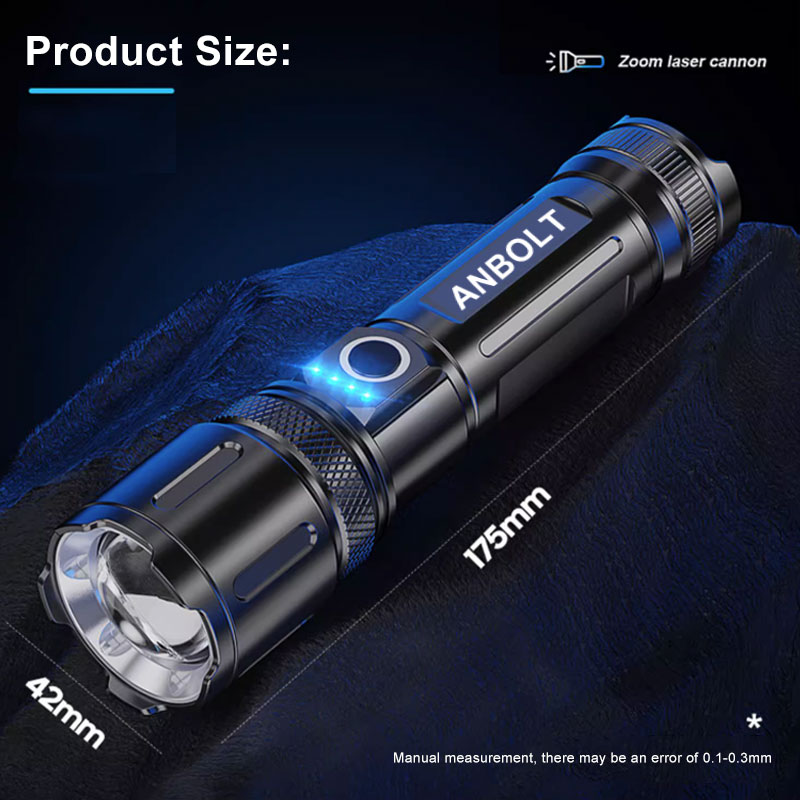 Super Bright USB-C Rechargeable LED Flashlight Zoom Long Range Waterproof High Power Torch Light