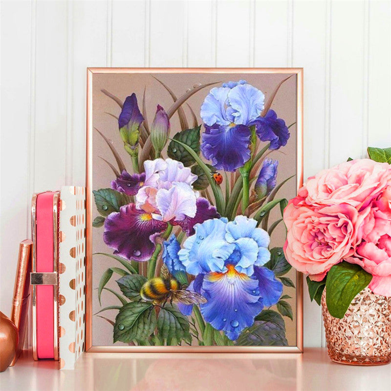 Rubik’s Cube Blue Flower Diamond Painting Cross Stitch 5D DIY Full Drill Wall Art Decor Kit