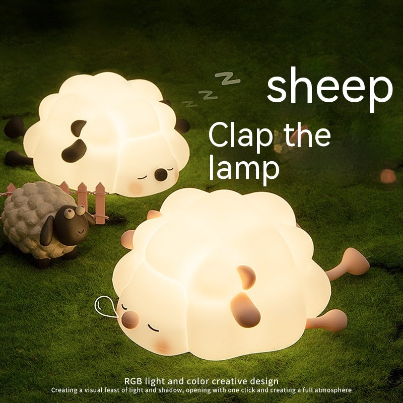 Cute Silicone Sheep Night Light Cartoon LED Bedroom Lamp Rechargeable Dimming Timer Kids Room Decor