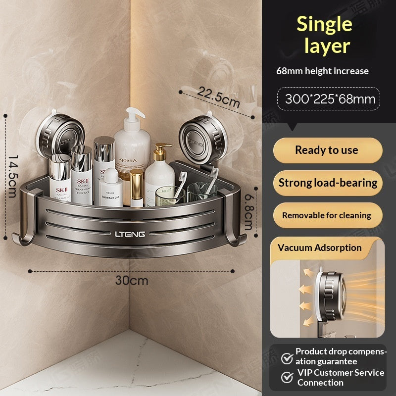 Suction Cup Triangle Bathroom Basket – Wall-Mounted No-Drill Storage Rack for Home Use
