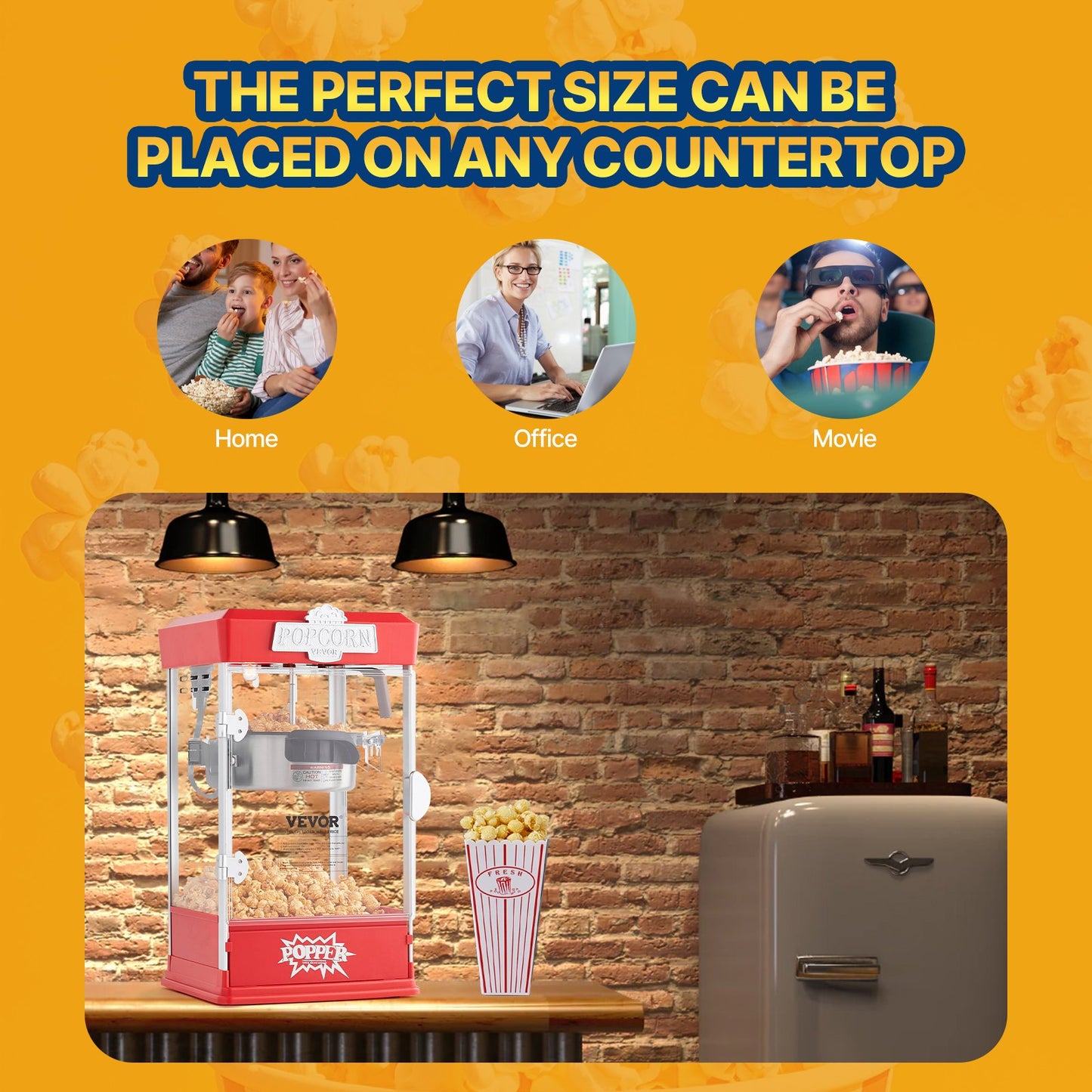 Tabletop Popcorn Maker 480W 4 Oz Electric Popcorn Machine for Home and Party Use Red