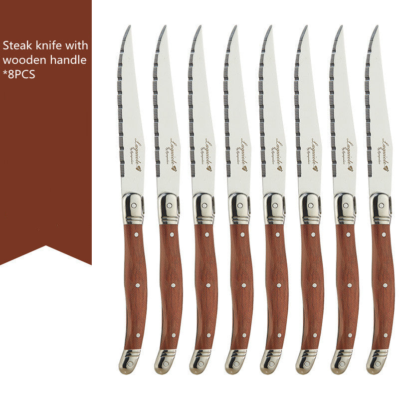Stainless Steel Rosewood Handle Western Steak Knife and Fork Set Elegant Dining Cutlery Set for Home Restaurant Use