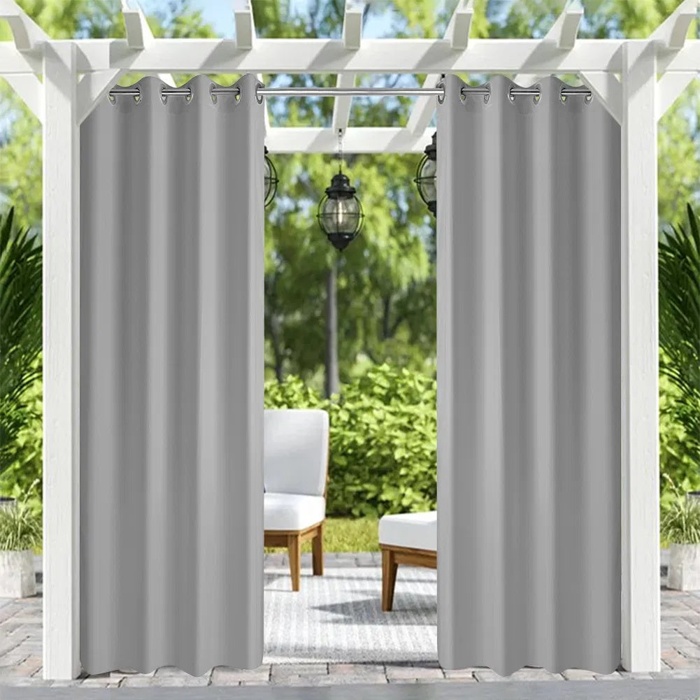 50x120 Inch Outdoor Waterproof Grommet Curtains for Front Porch Gray Windproof Privacy Panel