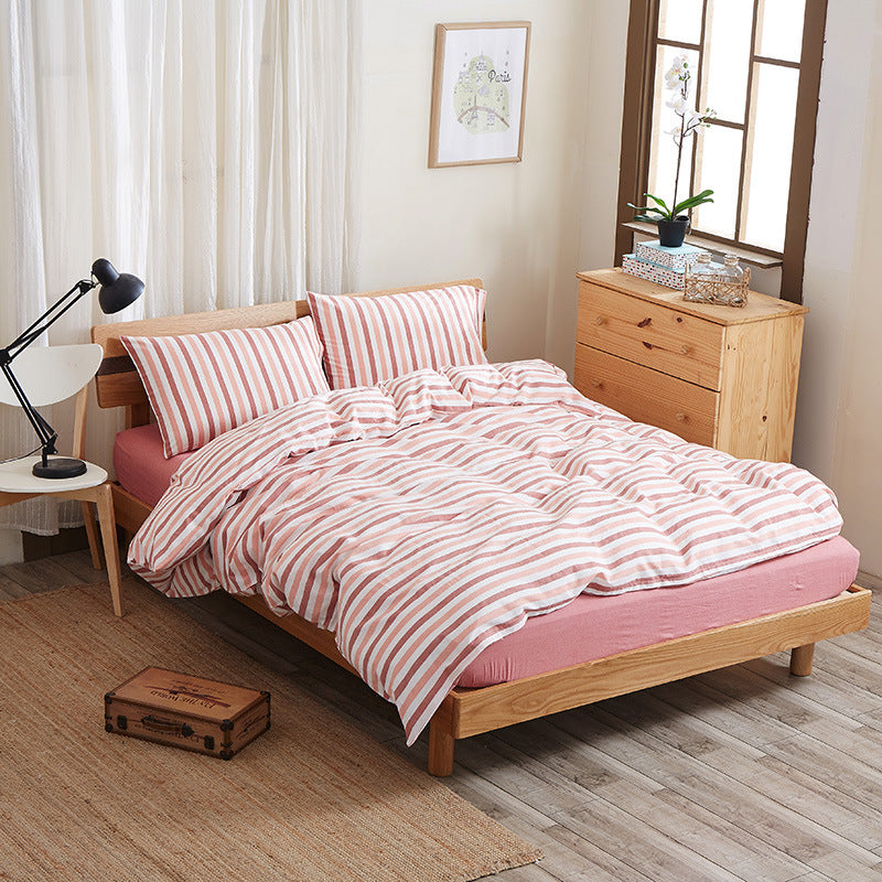 Pure Cotton 4 Piece Bed Sheet Set Soft Breathable Bed Linen Bedding Set for Home Comfort