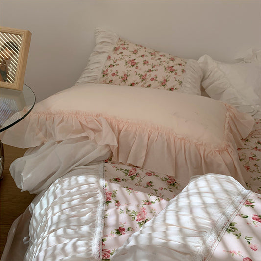 Anna’s Rose Garden Retro French Romantic Floral 15 Bed Pure Cotton Four Piece Bedding Set Luxury Duvet Cover Set
