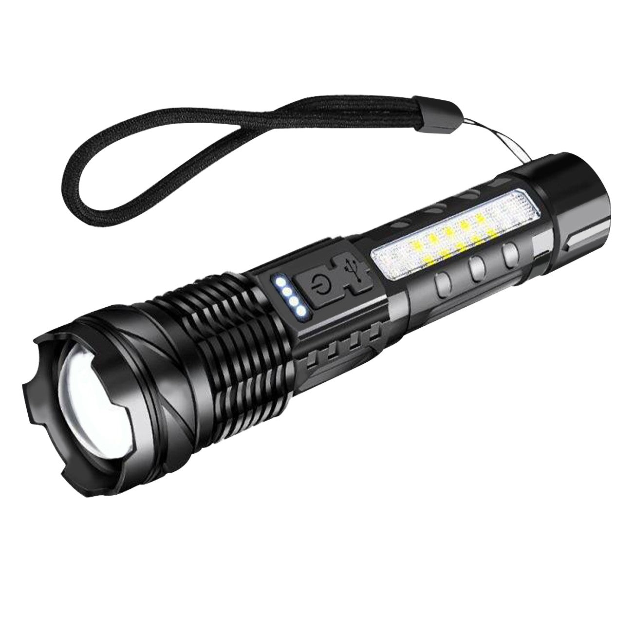 Rechargeable LED Tactical Flashlight – Super Bright USB Torch with 3 Modes for Camping & Work