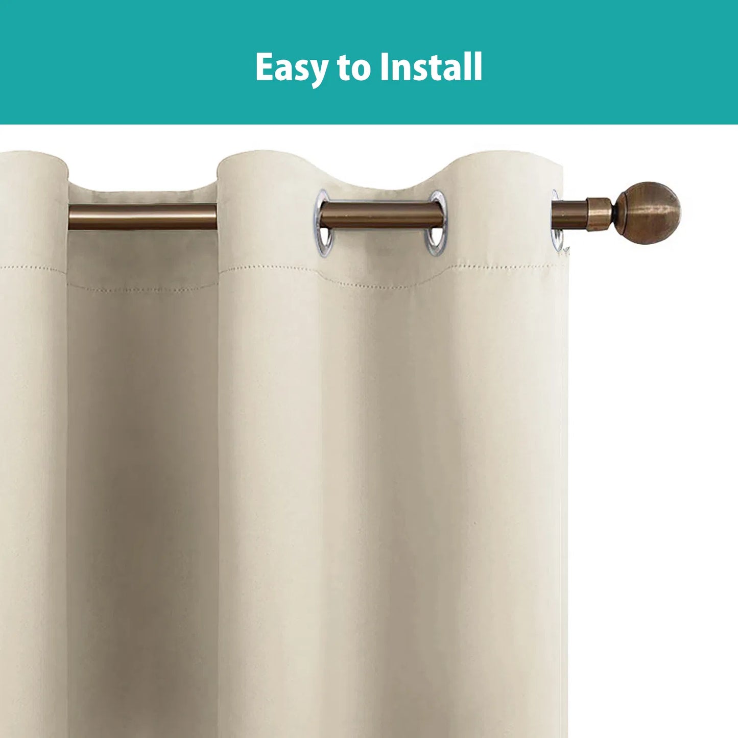 Polyester Thermal Insulated Blackout Curtains with Grommets 52x84 Set of 2 Coated Lining 3 Colors