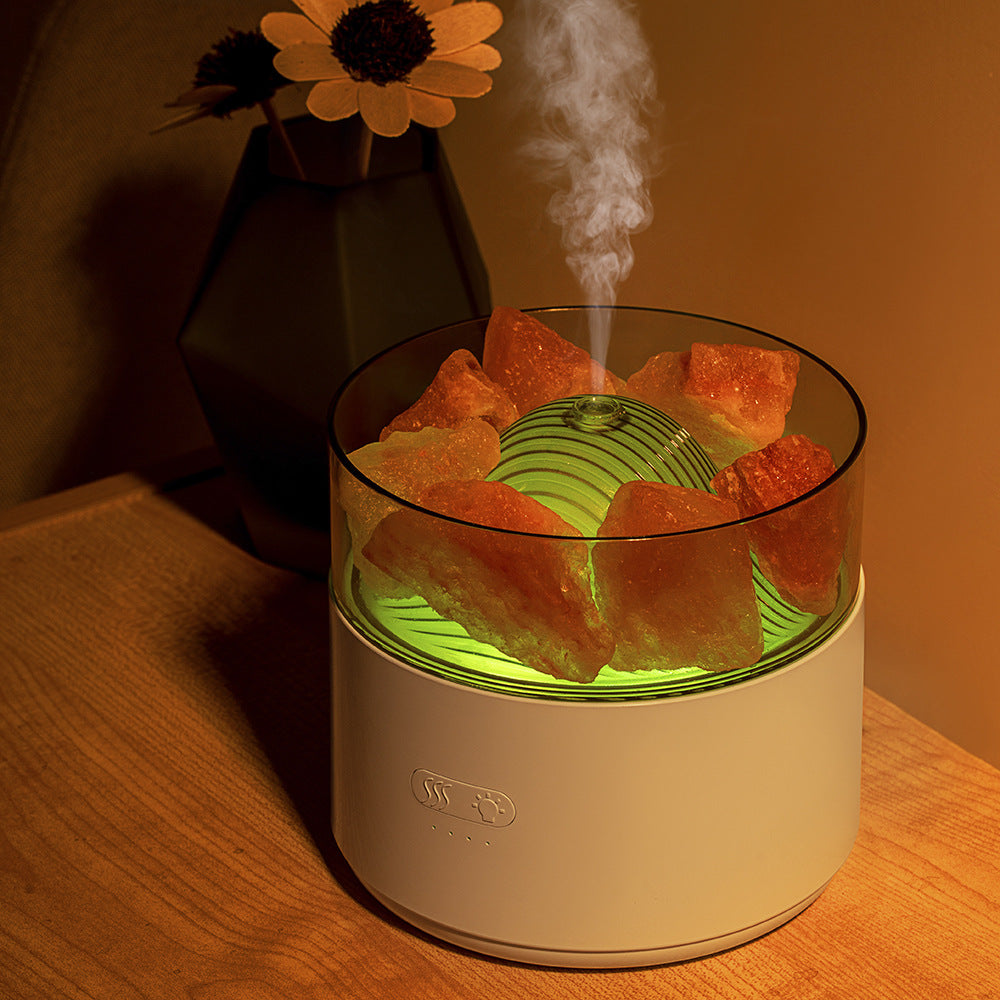 Cool Mist Impeller Air Humidifier Crystal Salt Aroma Diffuser Essential Oil Fogger Ambient Light Incense Machine for Home Decor
