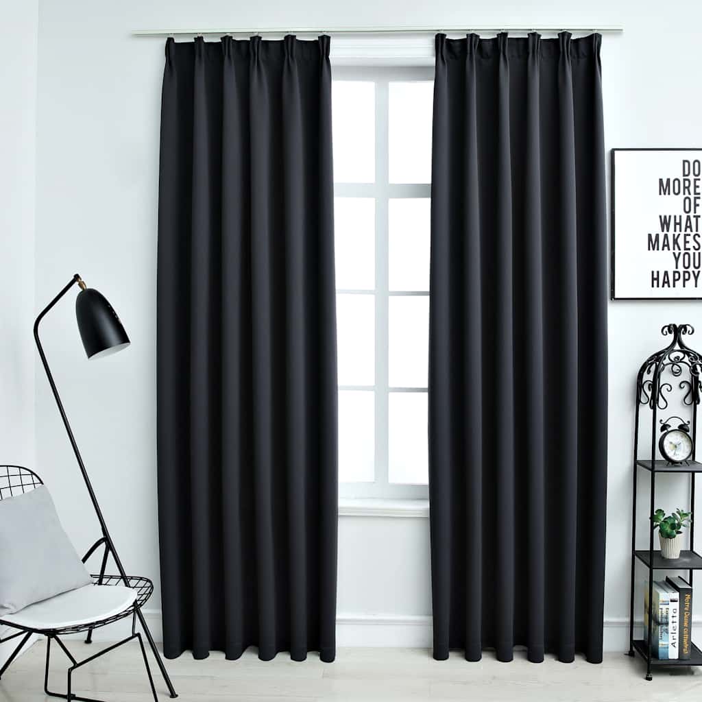 Blackout Curtains with Hooks – 2-Piece Room Darkening Window Drapes