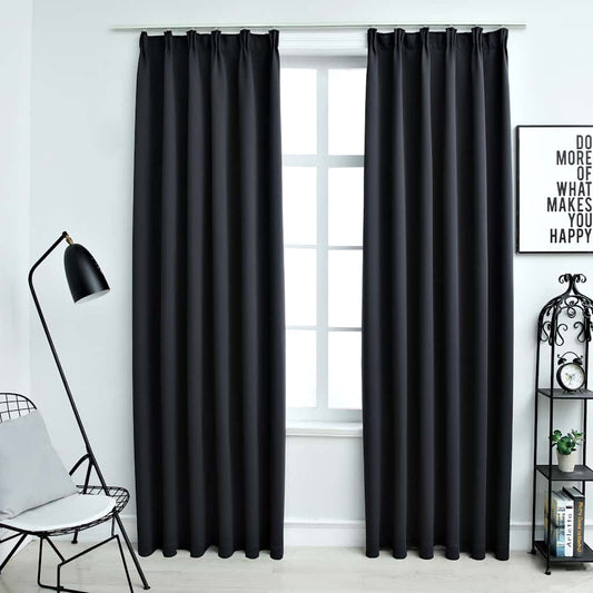 Blackout Curtains with Hooks – 2-Piece Room Darkening Window Drapes