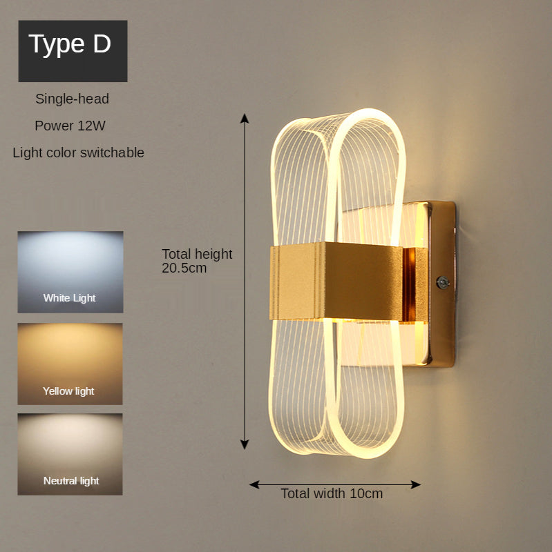 Golden Nordic Style Wall Lamp Modern LED Lighting Fixture for Living Room Bedroom Hallway Home Interior Decor