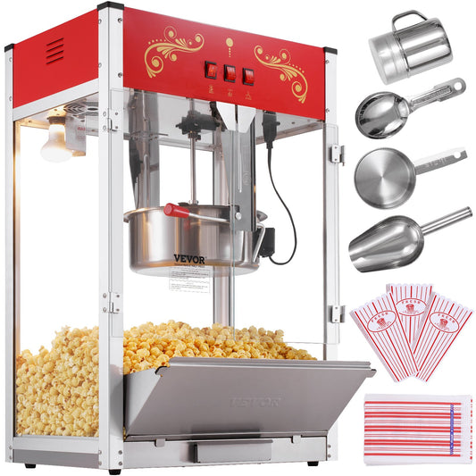 Countertop Popcorn Popper Machine 1615W 16 Oz Red Home Popcorn Maker