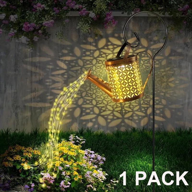 2-Pack LED Watering Can Solar String Lights Outdoor Solar Decorative Garden Hanging Lights for Patio Yard Decor