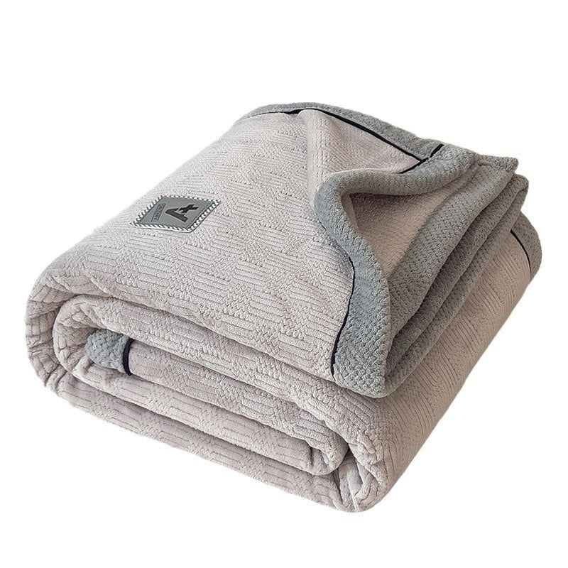 Maternal and Child Grade Knitted Blanket Milk Velvet Coral Fleece Air Conditioning Blanket Soft Warm Throw for Home Use