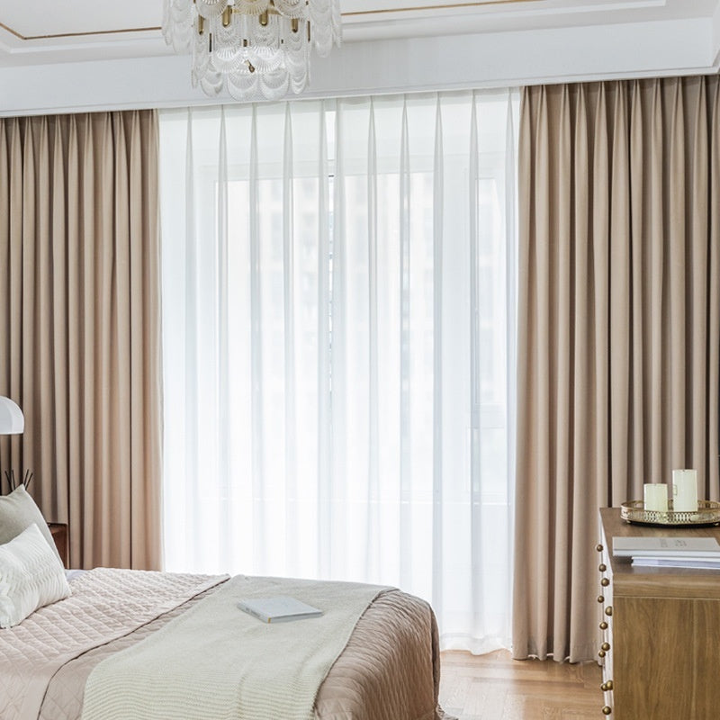 Full Shading Australian Wool Plush Velvet Curtain Insulated Non Inverted Finished Window Drapes for Home Decor