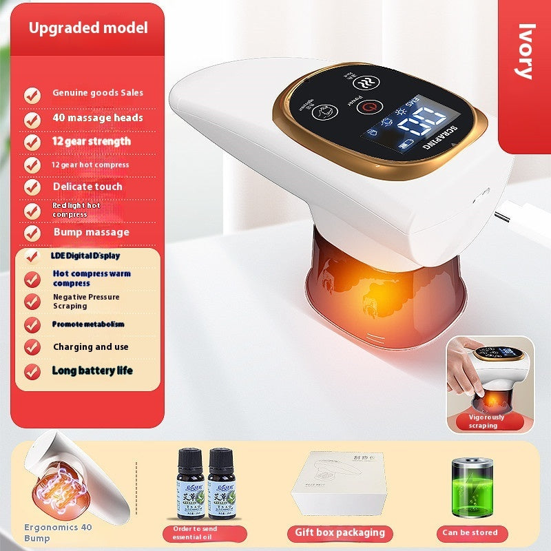 Electric EMS Cupping Device Microcurrent Vacuum Hot Compress Scraping Therapy Negative Pressure Massage Tool