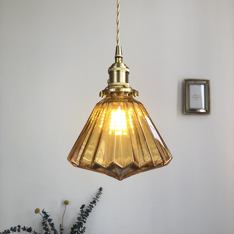 Japanese-Style Brass & Glass Pendant Light – Elegant Modern Ceiling Lamp