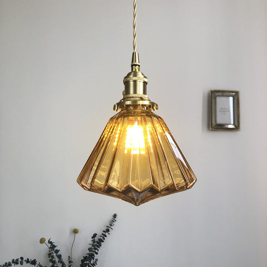 Japanese-Style Brass & Glass Pendant Light – Elegant Modern Ceiling Lamp