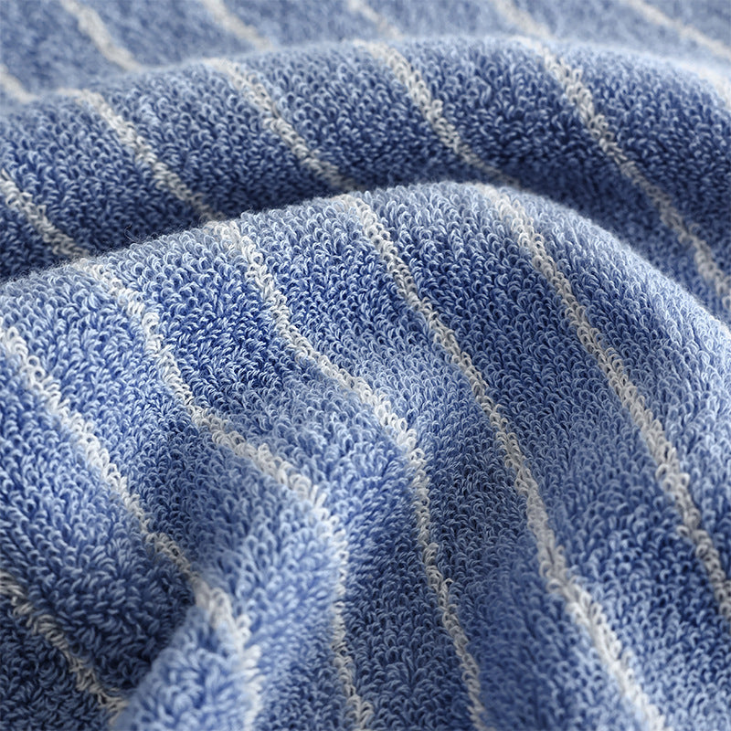 Family Cotton Bath Towels Long Staple Yarn Dyed Rhombus Stripe Soft Absorbent Large Towel