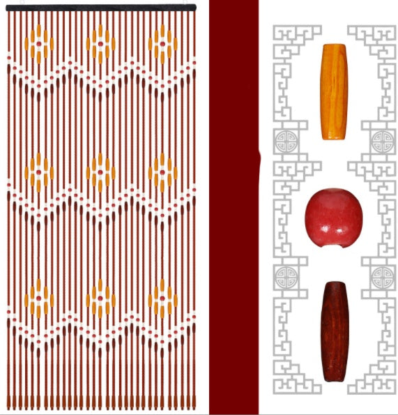 Three Wave Door Curtains Bamboo Wood Bead Curtain Extended Version Decorative Hanging Divider for Home Entrance