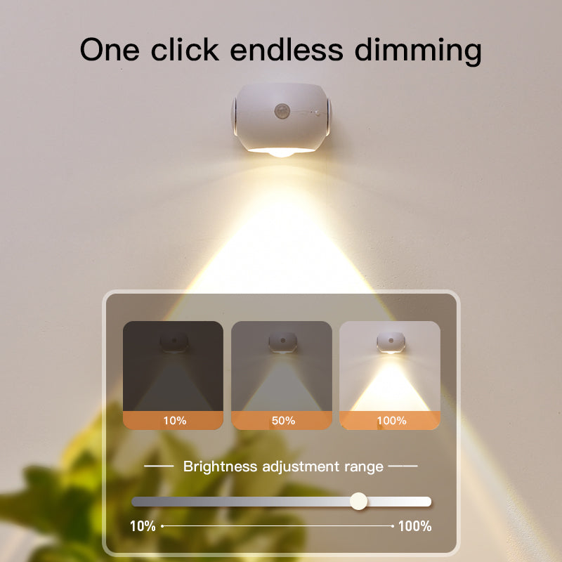 Adjustable Angle Human Sensing Wall Light Wireless Sunset Indoor Spotlight Rechargeable Corridor Living Room Lamp
