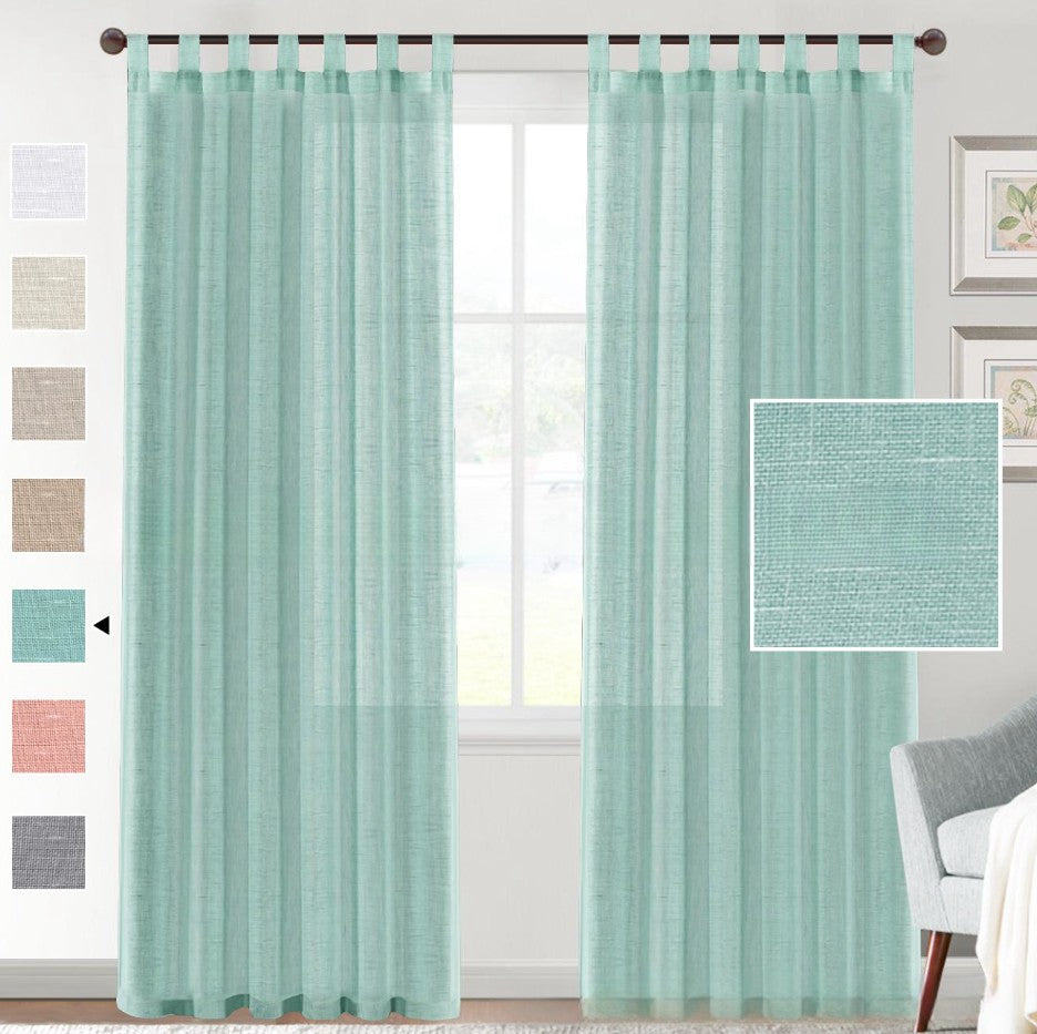 Linen Yarn Sheer Curtain Transparent Window Screen Light Filtering Drapes for Living Room Bedroom