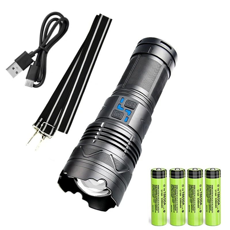 High Power White Laser Flashlight Outdoor Long Range LED Torch for Camping and Emergency Use