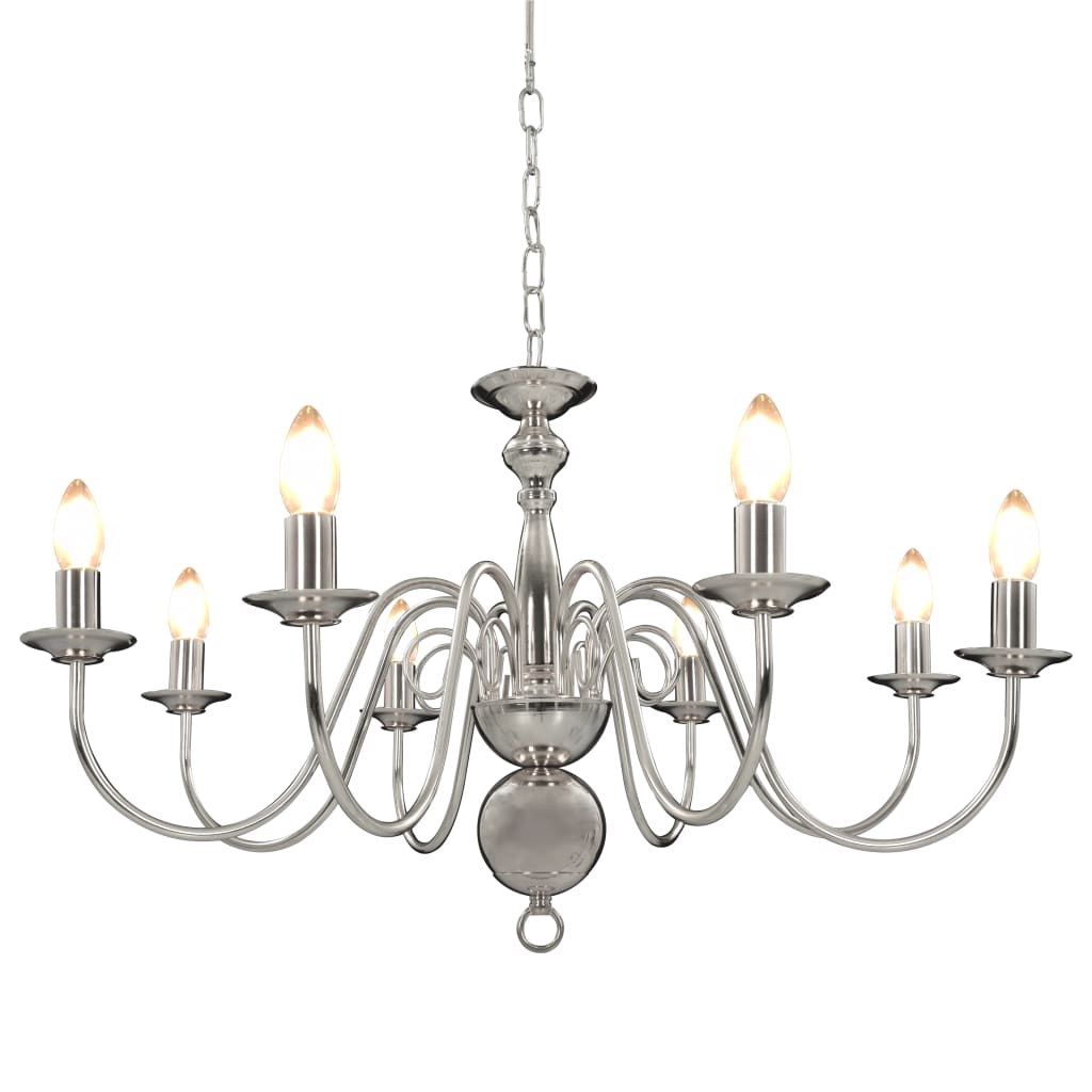 Silver 8-Light Chandelier for E14 Bulbs – Elegant Ceiling Lighting Fixture