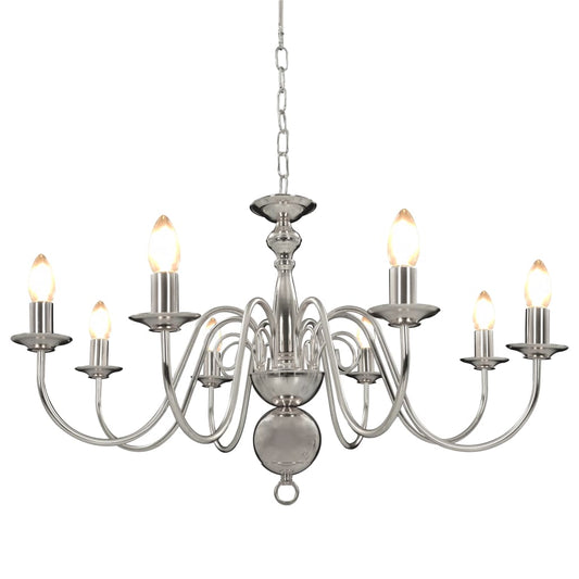 Silver 8-Light Chandelier for E14 Bulbs – Elegant Ceiling Lighting Fixture
