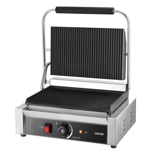 Commercial Panini Press Grill Electric Sandwich Maker Griddle Plate 13.5x9.3 Inch for Kitchen Use