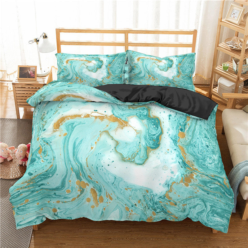 Modern Marble 3D Printed Quilt Cover Set – Luxury Bedding with Matching Pillowcases