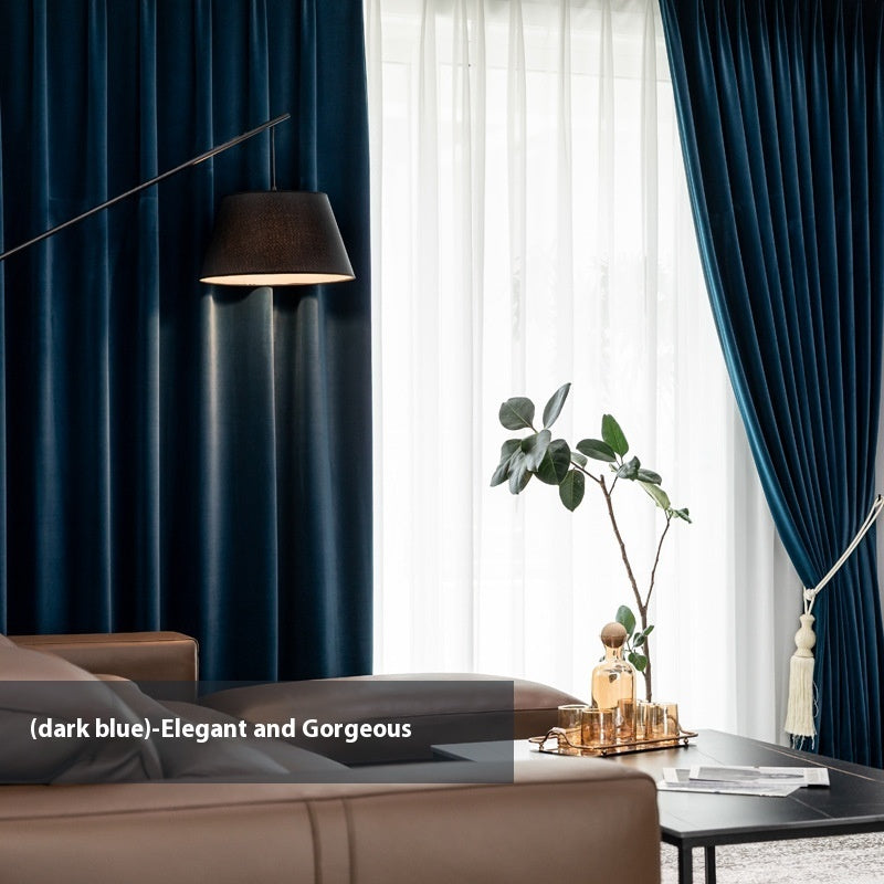 Full Shading Australian Wool Plush Velvet Curtain Insulated Non Inverted Finished Window Drapes for Home Decor