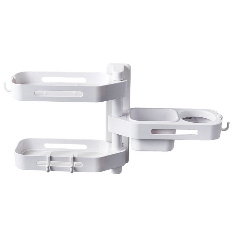 Rotating Wall Mounted Storage Box Punch Free Plastic Organizer for Kitchen Bathroom Toilet Debris Storage and Finishing Box