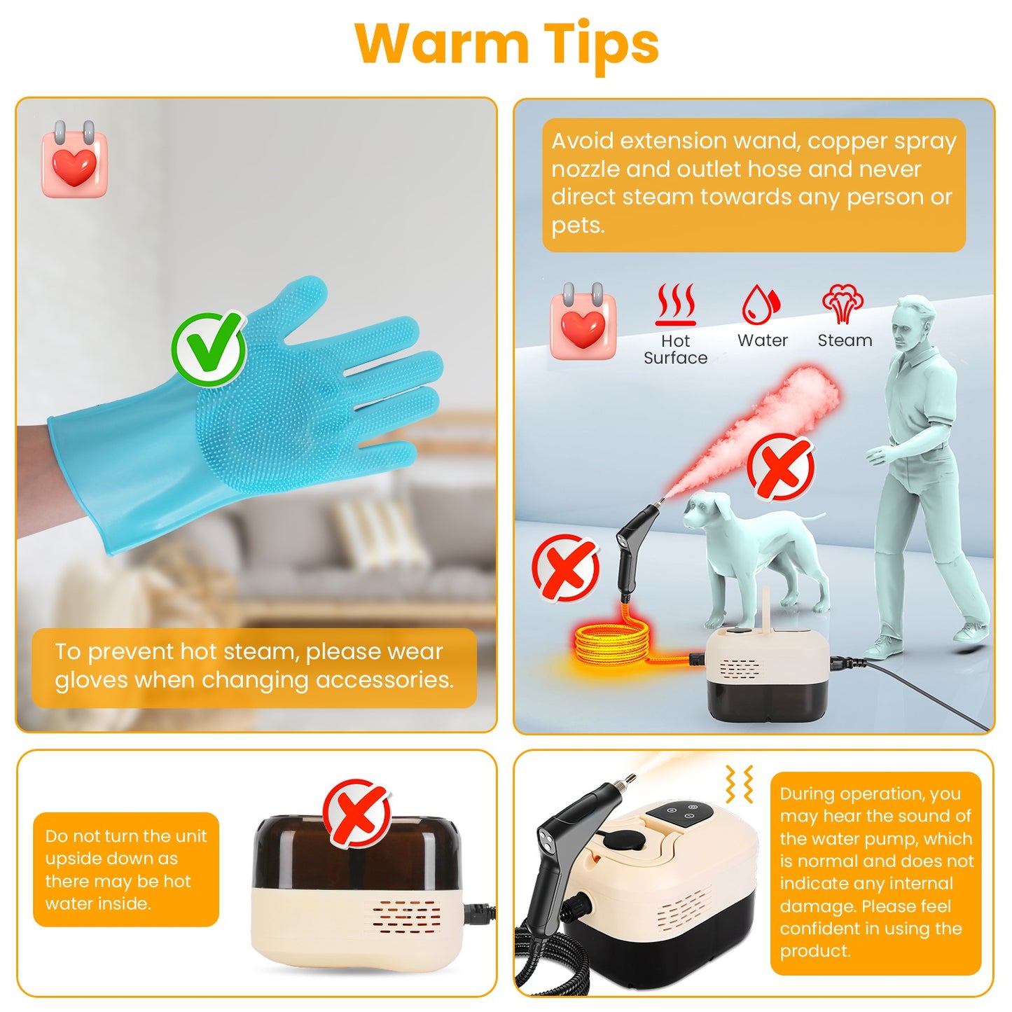 1500W Handheld Steam Cleaner High Temperature Pressure 1200ML Tank 6 Steam Levels with 8 Accessories for Home Car Tile and Sofa Cleaning
