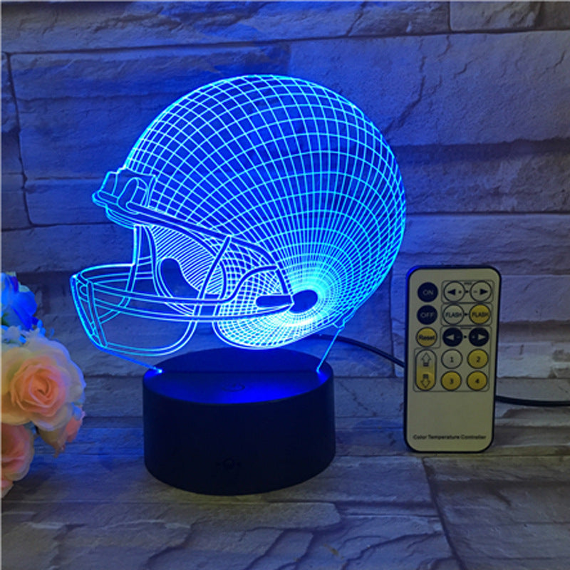 Rugby Hat 3D LED Lamp Creative Night Light Sports Decor for Bedroom and Living Room