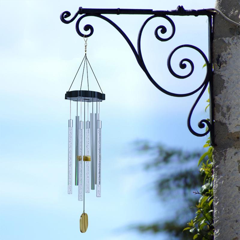 Solar Tube Wind Chime LED Outdoor Garden Hanging Light Decorative Solar Powered Wind Bell Lamp