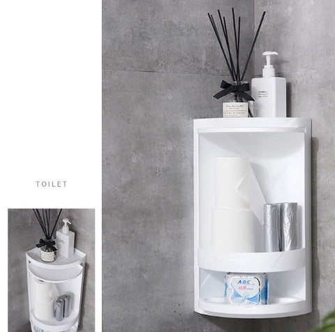 No-Drill Wall-Mounted Triangle Corner Shelf – Bathroom & Kitchen Storage Rack Organizer